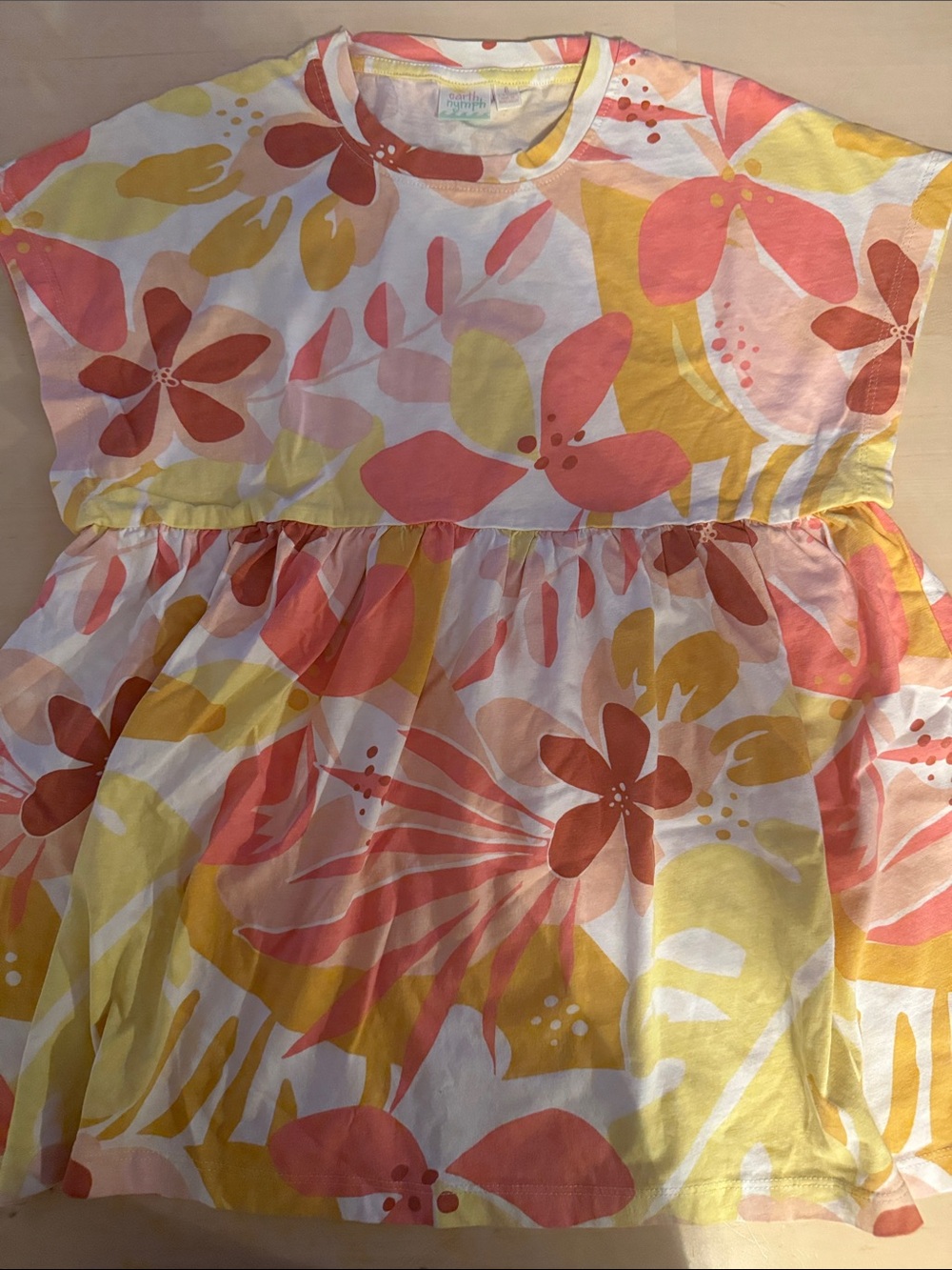 Girls' Floral Tiered Casual Dress - Pink & Yellow
